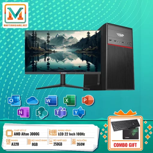 Máy Tính Văn Phòng 3000G/8GB/250GB/AMD Radeon Vega 3 2 may tinh van phong 3000g 8gb 250gb amd radeon vega 3 dsogr05
