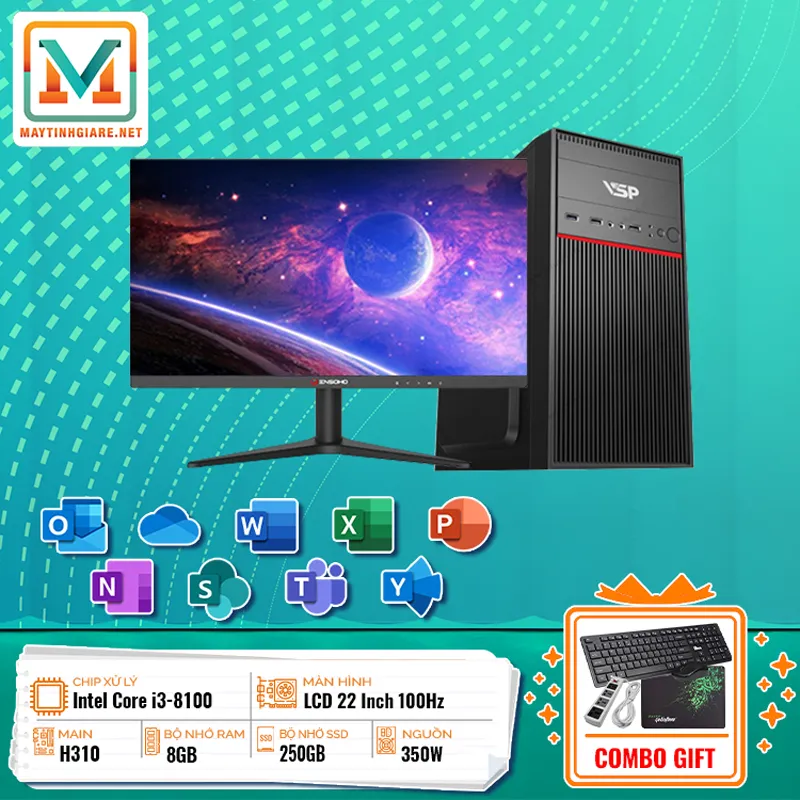 Máy Tính Văn Phòng i3/8GB/250GB 1 may tinh van phong i3 8gb 250gb dogr02